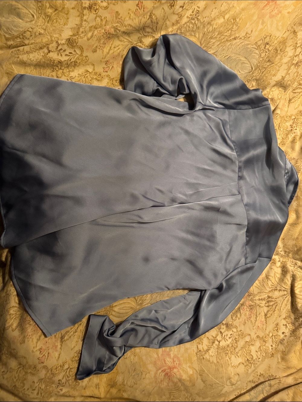 Express Silky Slate Blue Button-Up Blouse - Picture 7 of 7